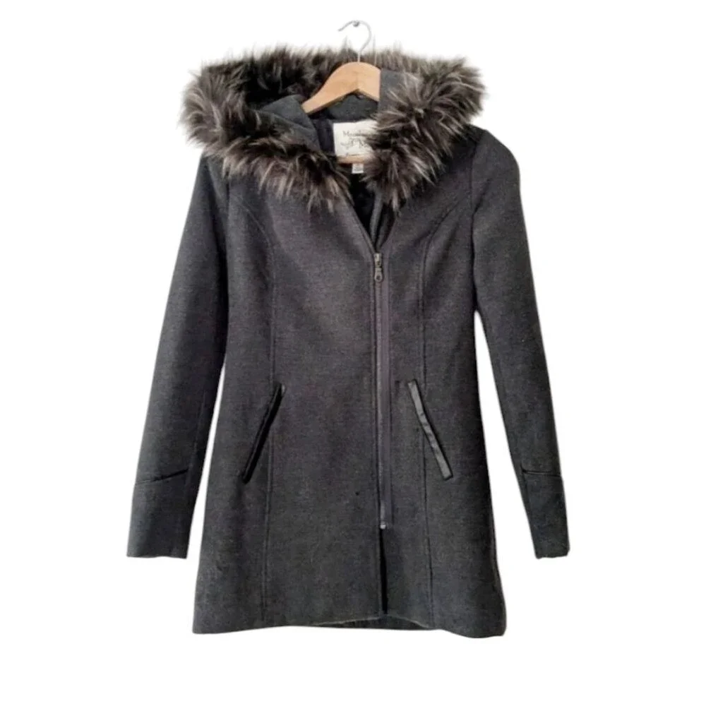 Maralyn & Me Grey Faux Fur Hooded Parka Jacket - Picture 2 of 10